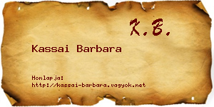 Kassai Barbara névjegykártya